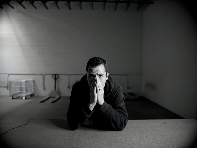 Home. worried man